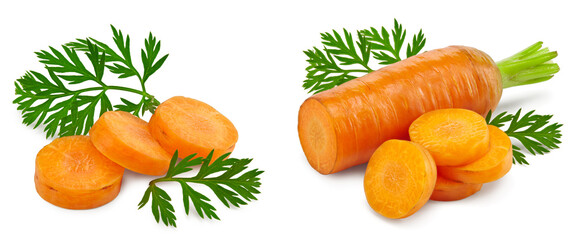 sliced carrot isolated on white background. clipping path