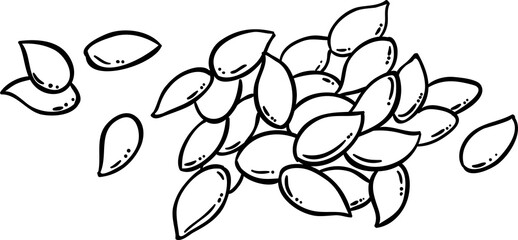 Flax Seeds Outline Illustration.