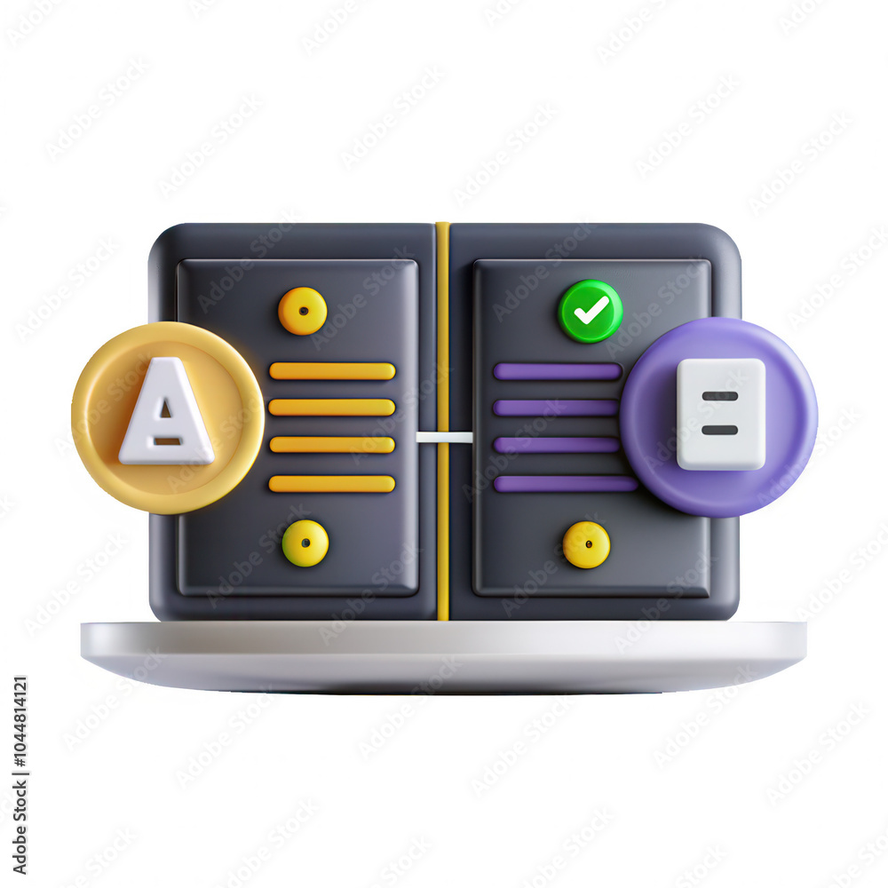 Poster A modern 3D rendering of a user interface component featuring symbols and buttons in a minimalist design, showcasing technology and innovation.