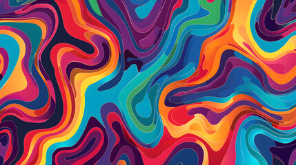 Obraz premium Groovy hippie 70s backgrounds. Waves, swirl, twirl pattern. Twisted and distorted vector texture in trendy retro psychedelic style. Y2k aesthetic