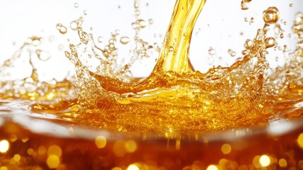 Golden Liquid Splashing in Water  Refreshing Beverage  High Resolution Photo
