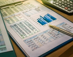 Obraz premium Trade documents and financial data, illustrating business transactions, market exchange, and economic activity.