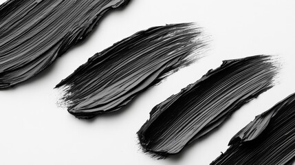 Abstract Black Paint Strokes on White Background   Artistic Texture