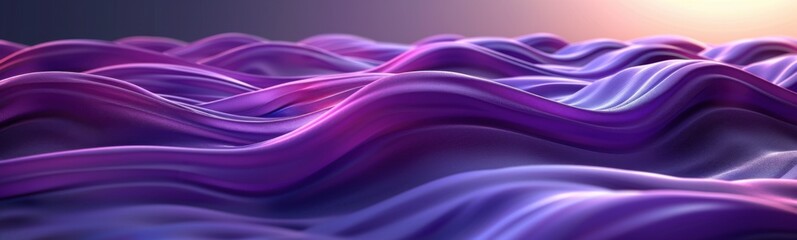 Purple and purple wavy fabric with a light shining on it, banner