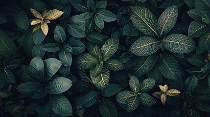 A Lush and Vibrant Tapestry of Green Leaves Showcasing Nature's Intricate Patterns and Textures in a Serene Environment