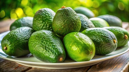 Ripe Avocados on a Plate - Fresh, Healthy, Organic, Delicious, and Vibrant Avocado Composition Perfect for Culinary, Nutrition, and Food Photography Needs