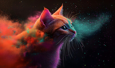 Fantasy and beautiful cats with explosion effects, beautiful cats, mobile wallpapers, computer wallpapers, backgrounds