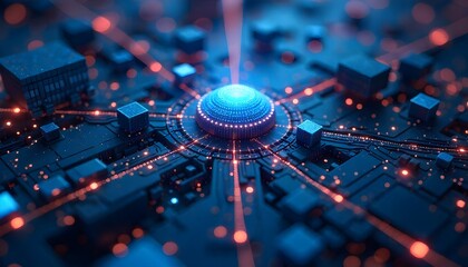 Digital Abstract 3D Background with Interconnected Networks and Patterns