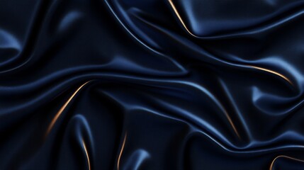 Obraz premium Elegant Dark Blue Satin Fabric Drape Background Texture