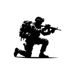 silhouette of soldier marine special force vector shadow	
