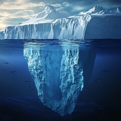 A new mountain that appears half smaller than the lower half under water or ocean represents the deep web.