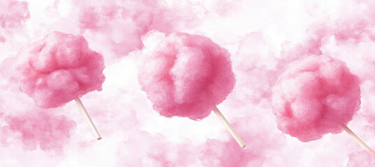 Fototapeta premium Seamless Pink Cotton Candy Background
