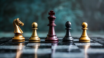 a chess board with a set of chess pieces on it with a blurry background
