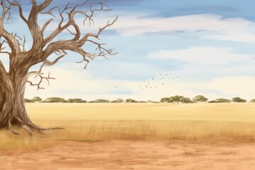 Fototapeta premium Savanna landscape grassland outdoors.