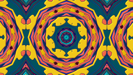 Abstract colorful psychedelic mandala kaleidoscope background pattern for a summer music festival
