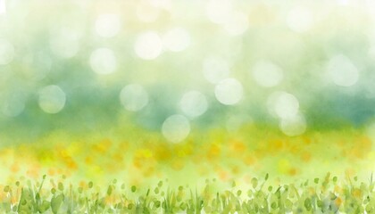 Obraz premium Watercolor landscape background illustration of a bright meadow
