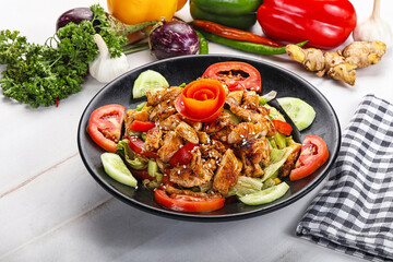 Grilled chicken breast fillet salad