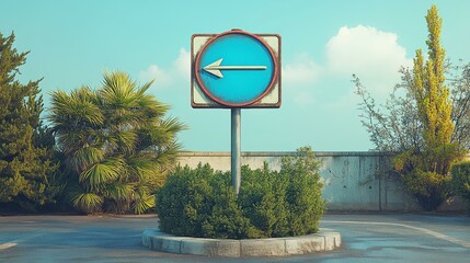 Blue Arrow Sign in Parking Lot