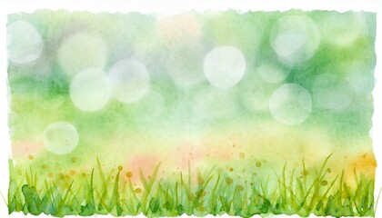 Fototapeta premium Watercolor landscape background illustration of a bright meadow