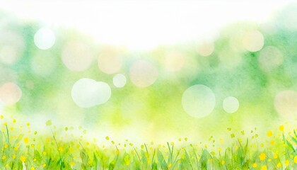 Obraz premium Watercolor landscape background illustration of a bright meadow