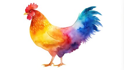 Silhouette watercolor illustration of a chick isolated on white background