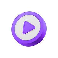 Play button music video 3d icon blue color