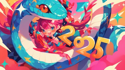 Obraz premium A cute snake with the text 