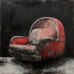Red Vintage Chair Still Life Painting