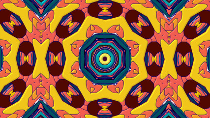 Abstract colorful psychedelic mandala kaleidoscope background pattern for a summer music festival