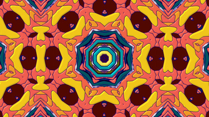 Abstract colorful psychedelic mandala kaleidoscope background pattern for a summer music festival