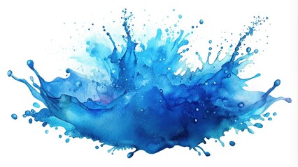 Watercolor blue splash isolated on white background