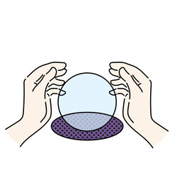 水晶玉で占いをする占い師のイラスト　カラー