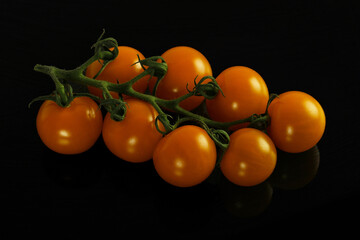 Yellow sweet tomato on the branch