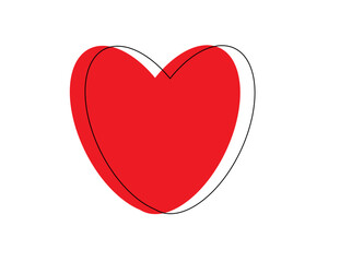 a heart and a black outline next to it on a white background