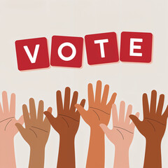 Obraz premium Diverse Hands Reaching for Vote