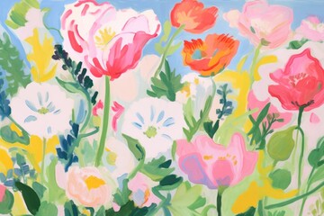 Wildflowers painting art backgrounds.