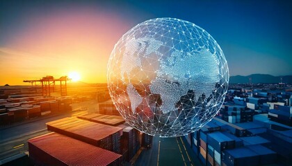 globe and binary code