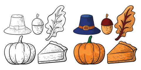 thanksgiving hand drawn engrave style vector art icon