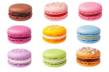 A colorful assortment of macarons with various flavors and vibrant colors, perfect for dessert lovers and food photography.