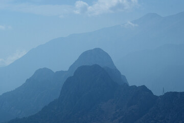 Fog in the mountains. Mountains in the Antalya, Türkiye