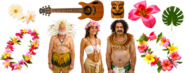 Hawaiian Luau Party Essentials: Vibrant Collection of Tropical Elements 