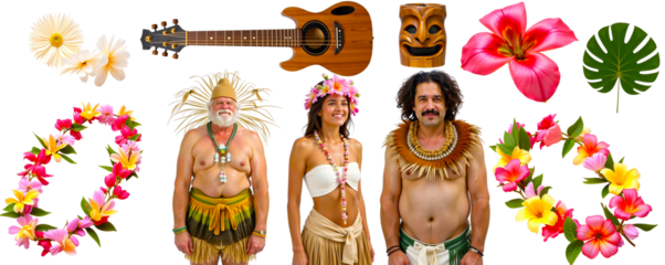 Hawaiian Luau Party Essentials: Vibrant Collection of Tropical Elements 