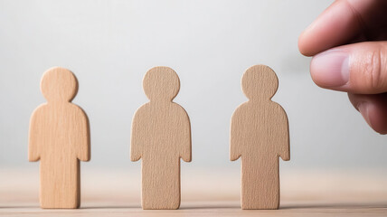 Recruitment team conducting a final review of candidates to find the most suitable employee, recruitment, thorough and focused hiring, 3D illustration