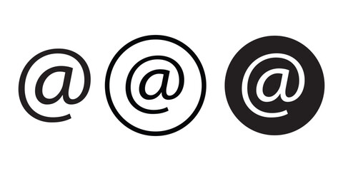 at sign icon, @ sign symbol, vector icon for an email address, vector illustration on transparent background 