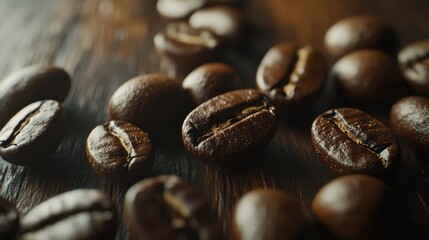 Fototapeta premium The Coffee Beans on Wood