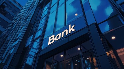 Obraz premium Modern bank building shining at night time lapse