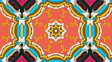 Abstract colorful psychedelic mandala kaleidoscope background pattern for a summer music festival