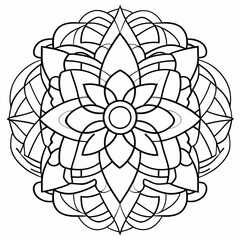 Mandala pattern Coloring book wallpaper design art. tile pattern greeting card sticker lace pattern and tattoo, yoga design. mandala illustration. on white background