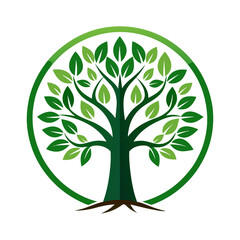 Obraz premium Abstract vibrant tree logo design, root vector - Tree of life logo