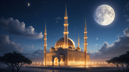 blue mosque at night